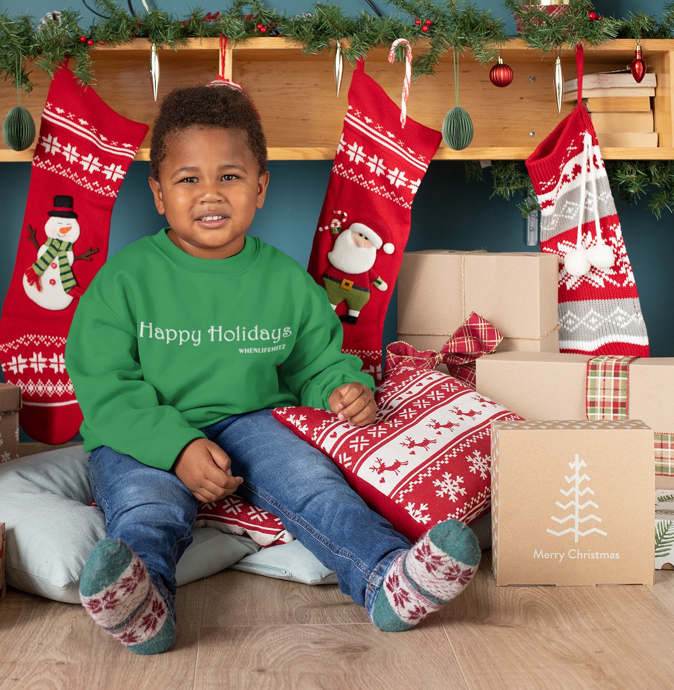 "Happy Holidays" Long Sleeved Fleece Sweatshirt for the Holiday Season in Toddler sizes